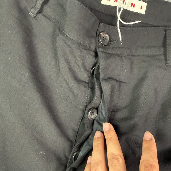 Marni Cargo Trousers Mens 54 (36x32) Black Wool Baggy Straight Lightweight - Picture 10 of 11